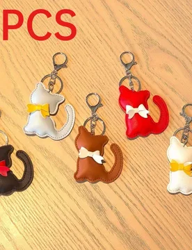 Pcs Creative Leather Cat Bow Charms Ins Style Fashion Car Keychain Bag Hanging Ornaments Key Accessories - Aliexpress - FashionsVida