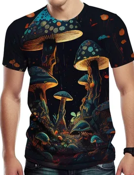D Print Psychedelic Mushroom Graphic T-Shirt Men Personality T Shirts Unisex Fashion Casual Short Sleeve Harajuku Tops Kid Tees - Aliexpress - FashionsVida