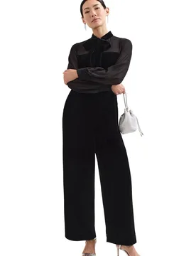 Women's Magie Velvet Tie Neck Jumpsuit in Black Size: 16 - Black - Size: 16 - Phase Eight - FashionsVida