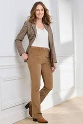 Women's Stretch Cord Straight Leg Jeans in Medium Beige Size: 14L - Medium Beige - Size: 14L