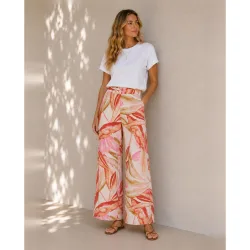 Pantalón largo de mujer estampado de viscosa
