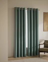 Brushed Eyelet Blackout Thermal Curtains Seafoam