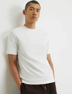 Slim Fit Textured Crew Neck Short Sleeve T-Shirt White male - River Island - FashionsVida