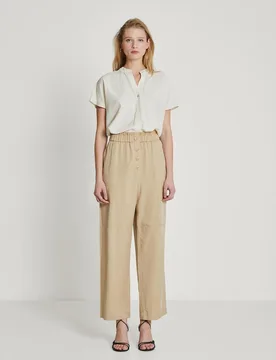 Pantalones anchos de mujer de tiro alto con fruncido - Trucco - FashionsVida