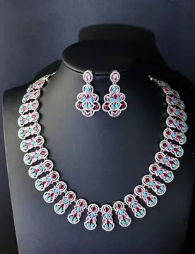 European and American Style Luxury Multicolor Necklace Earrings Bracelet Set Women's Jewelry Wedding Travel Daily Gift M-1051 - Aliexpress - FashionsVida