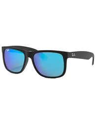 Lunettes de soleil lifestyle - Justin Classic Matte Rubber Black Blue Mirror en Nylon - Noir