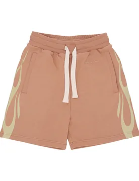 Pantalone Corto Tuta Uomo Flames Shorts Terracotta/off White - VISION OF SUPER - FashionsVida