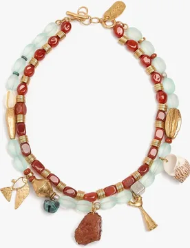 Collar doble de cuentas con abalorios marinos decorativos - Parfois - FashionsVida
