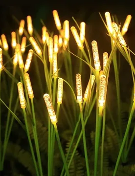 Luces de jardín con flores de caña alimentadas por energía solar, luces de estaca para exteriores, luces para césped, decoración de iluminación - Shein - FashionsVida