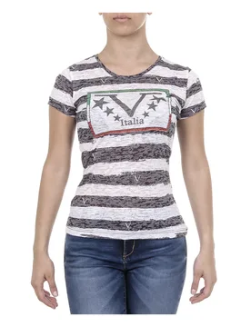 V Womens T-Shirt Short Sleeves Round Neck Multicolor Charlotte - Multicolour - Size X-Small - Versace 1969 Abbigliamento Sportivo Srl Milano Italia - FashionsVida