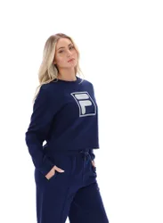 Navy Jorie Wide Crew Neck Sweatshirt - XS