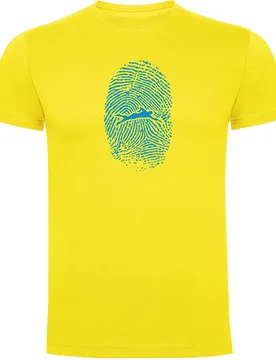 Swimmer Fingerprint Short Sleeve T-shirt Yellow L Men - Kruskis - FashionsVida