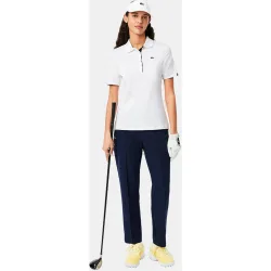 Polo de mujer de golf elástico de corte ajustado con protección uv en de manga corta