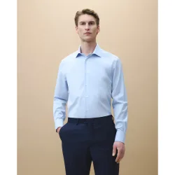 Camisa vestir manga larga cuello italiano de hombre