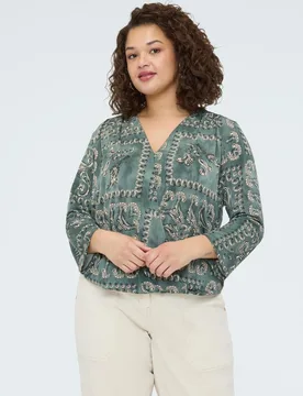 Camiseta de mujer de jersey con estampado paisley - Fiorella Rubino - FashionsVida