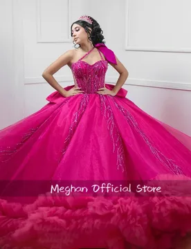 Exquisite Beadings Quinceanera Dresses for Girls One Shoulder Bow Corset Illusion Pleat Vestidos De 15 Plus Customized - Aliexpress - FashionsVida