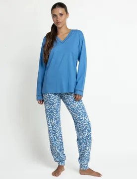 Pijama largo de mujer de punto de algodón - Admas - FashionsVida