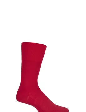 Pair Scarlet Airport Plain Virgin Wool and Cotton Business Socks Men's 10-11 Mens - - Red - Size: 10-11 Mens - Falke - FashionsVida