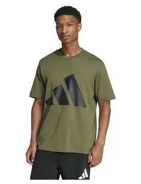 Maglietta A Maniche Corte Essentials Big Logo Olive Strata / Black L - Adidas - FashionsVida