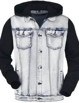 Jeansjacke für Männer blau/schwarz "Jeansjacke mit Sweatärmeln und Kapuze" von - Männer - male - RED by EMP - FashionsVida