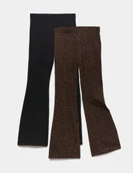 Pack Cotton Rich Kickflare Leggings (6-16 Yrs) Black Mix female