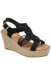 Women's 'Kennley' Espardille Wedge Sandals in Black Size: 7 - Black - Size: 7