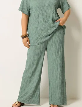 Women's Bubble Textured Trousers in Light Green Size: 18R - Light Green - Size: 18R - Yours - FashionsVida