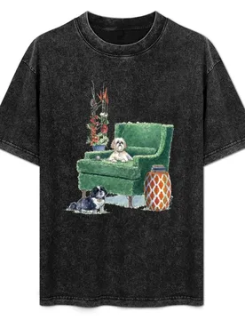 Shih Tzu Garden Portrait T-Shirt Trendy Casual Short Sleeve Shirt - Aliexpress - FashionsVida