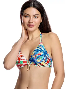 Top de bikini de mujer con escote halter y estampado tropical - Ory - FashionsVida