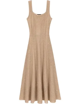 Vestido largo midi acampanado de punto con lentejuelas - Maje - FashionsVida