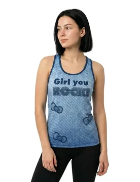 Hello Kitty Denim Sleeveless T-shirt Denim 3XS Women - OTSO - FashionsVida