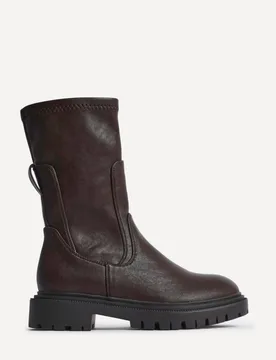 Women's Peggy Brown Faux Leather Mid-Length Chelsea Boots Size: 3-Standard Fit - Brown - Size: 3-Standard Fit - Linzi - FashionsVida