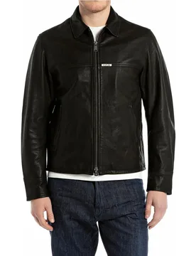 Cazadora de hombre encerada con cremallera - Replay - FashionsVida
