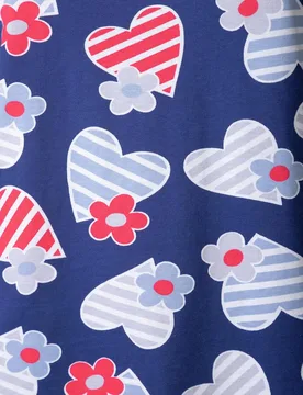 Pijama completo de mujer manga japonesa estampado corazones y flores - Massana - FashionsVida
