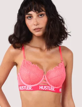 Womens Branded Lace Bra - Pink - Size 34b - Hustler - FashionsVida