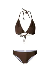 Bikini-Set - Ladies Piped Triangle Bikini - XS bis XL - für Damen - Größe M - braun - Frauen - female