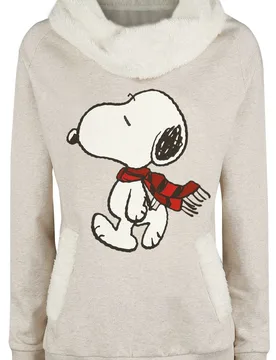 Sweatshirt - Snoopy Winter - S bis XXL - für Damen - Größe XXL - beige meliert - EMP exklusives Merchandise! - Frauen - female - Peanuts - FashionsVida
