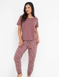 Pure Cotton Printed Pyjama Set Cream Mix female