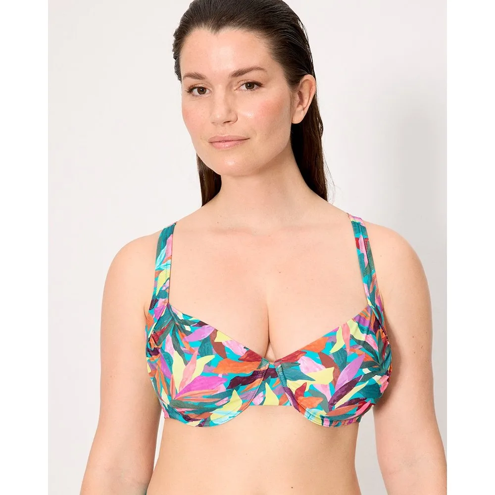 Tops de bikini reductor estampado hojas en copas d y e - Ysabel Mora - FashionsVida