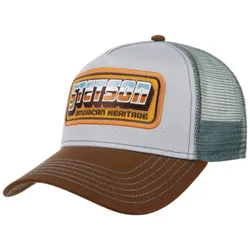 American Heritage Patch Trucker Cap by - blue-grey - Size: One Size