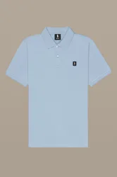 Polo con patch uomo azzurro