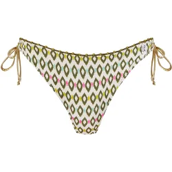 Braga de bikini de altura media con lazo ajustable a los lados y estampado con lurex