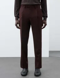 Regular Fit Wool Rich Suit Trousers with Merino Wool Bitter Chocolate male