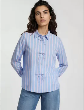 SHIRT BLOUSE W BOWS AT PLACKET 1/1 female - 40 - FashionsVida