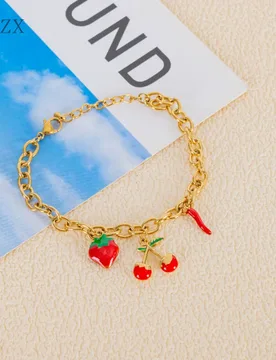Fashion Gold Plated Stainless Steel Dopamine Cherry Bracelet Waterproof chain bracelet for Jewelry Gift - Aliexpress - FashionsVida