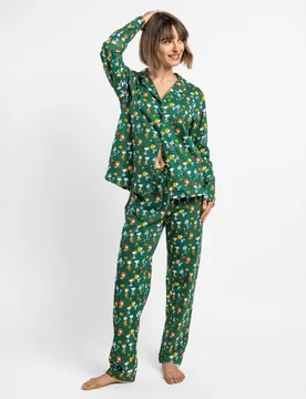 Pijama largo abierto de mujer de punto de algodón - Peanuts - FashionsVida