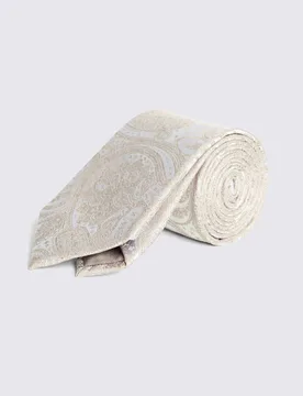 Wedding Paisley Pure Silk Tie Champagne male - MOSS - FashionsVida