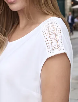 Street One Blusenshirt mit V-Neck und Spitze female Weiß - Street One Studio - FashionsVida