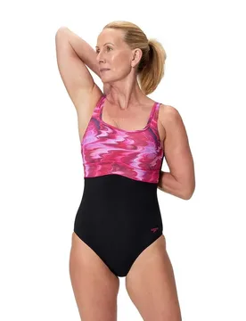 Print Contour Eclipse Swimsuit Anthracite / Ruby UK 42 Women - Speedo - FashionsVida