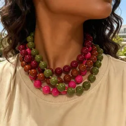 Pieza Collar de cuentas de acrílico redondo minimalista y versátil de moda para mujeres, adecuado para vacaciones y uso diario Unitalla